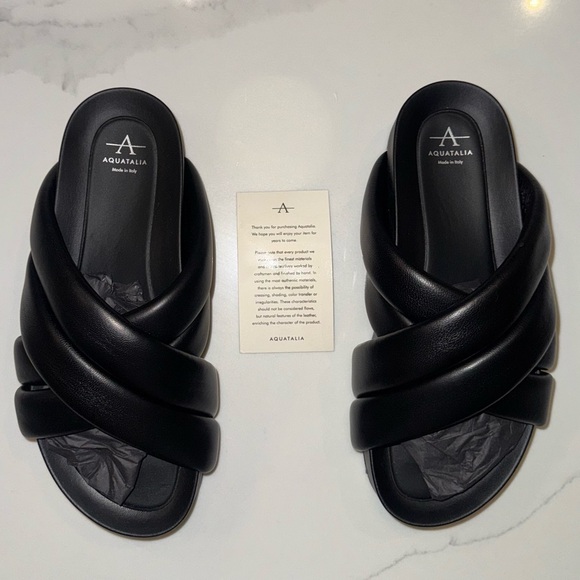 Aquatalia Black Platform Slide Sandals - Picture 6 of 9